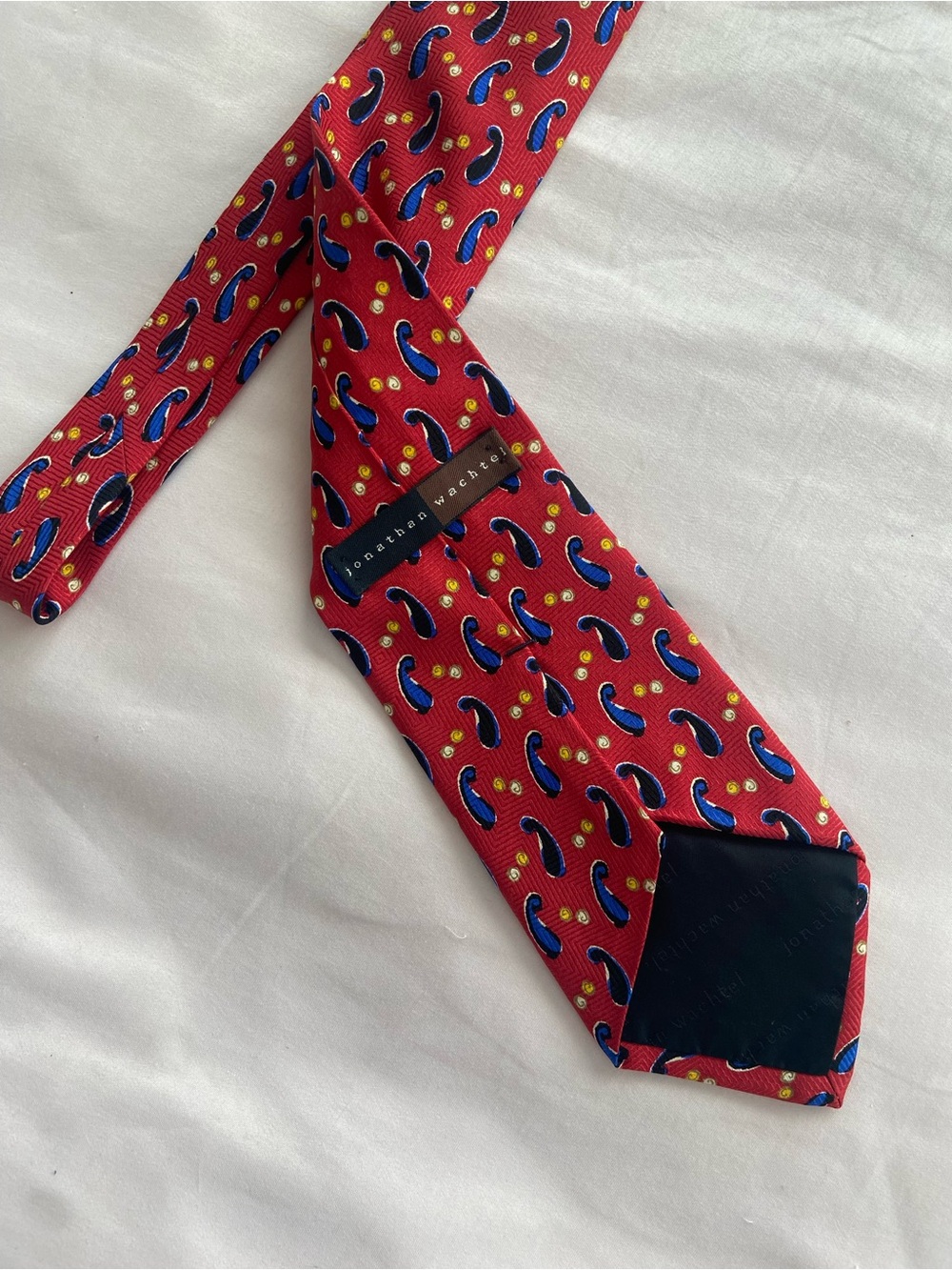 Vintage Red Paisley-Pattern Silk Tie